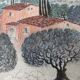 Watercolor landscape of Provence