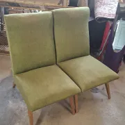 Pair of vintage armchairs with tapered legs from the 1950s.