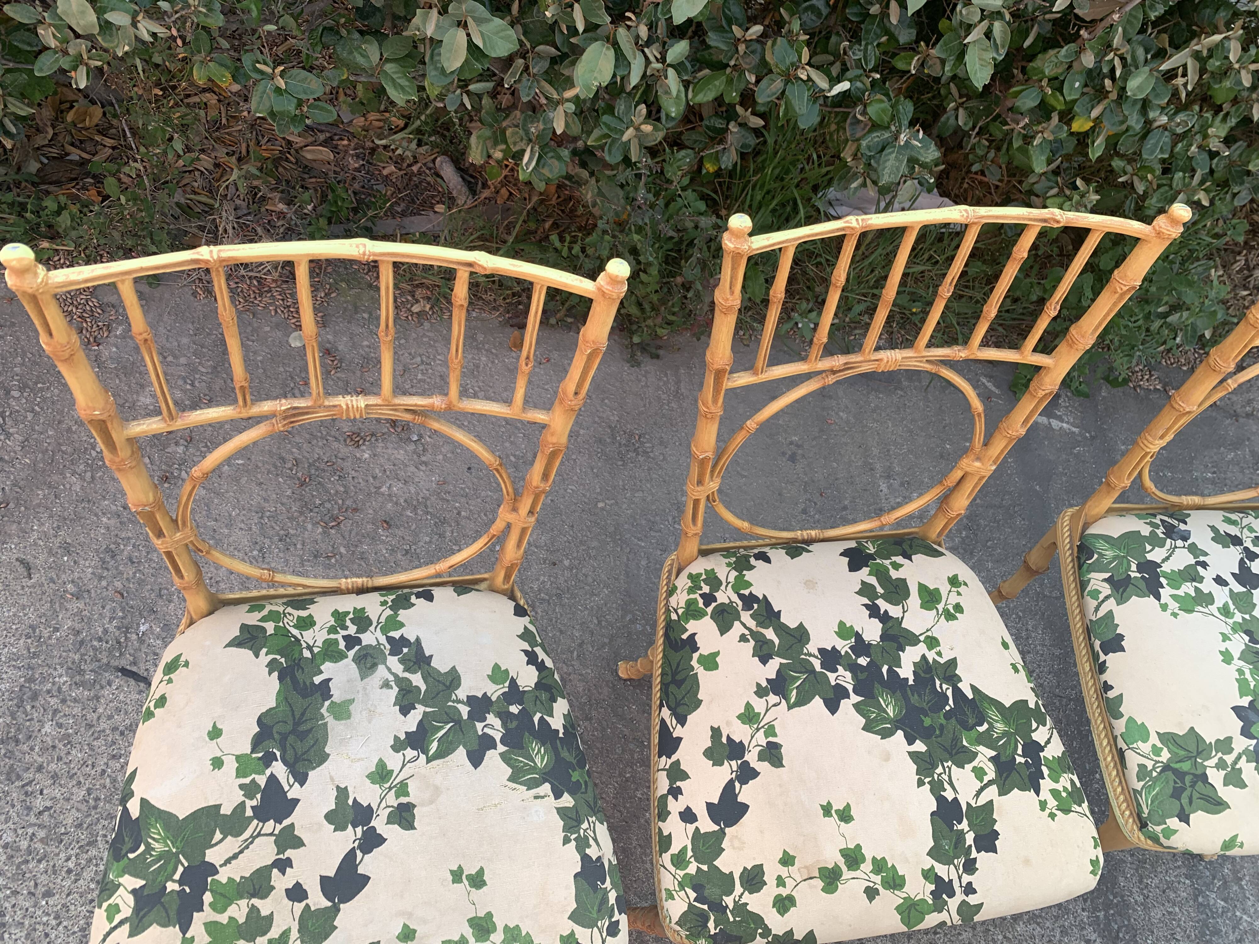 Vintage wrought iron bamboo chairs