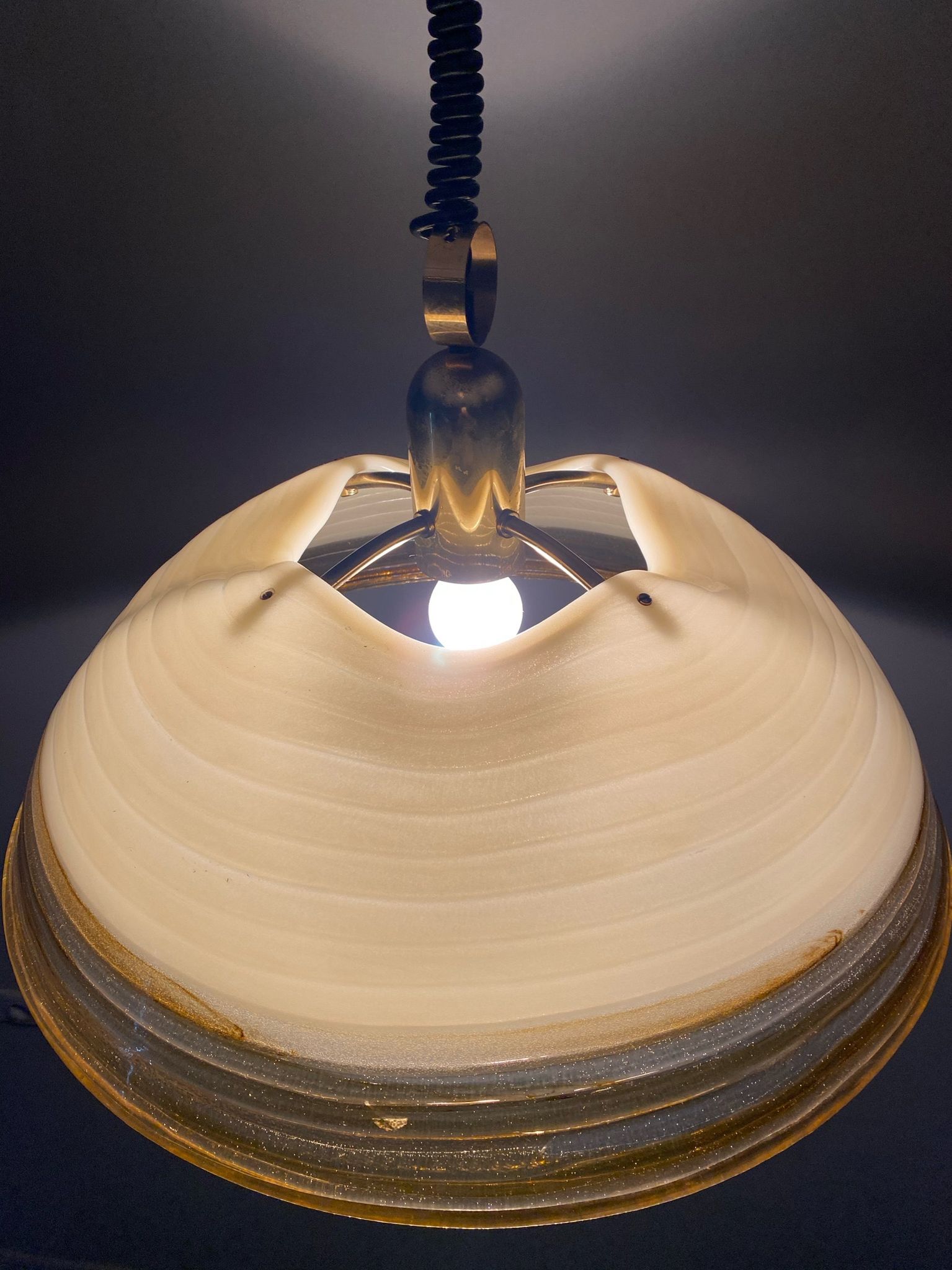Duża okrągła lampa wisząca regulowana vintage italy 60'