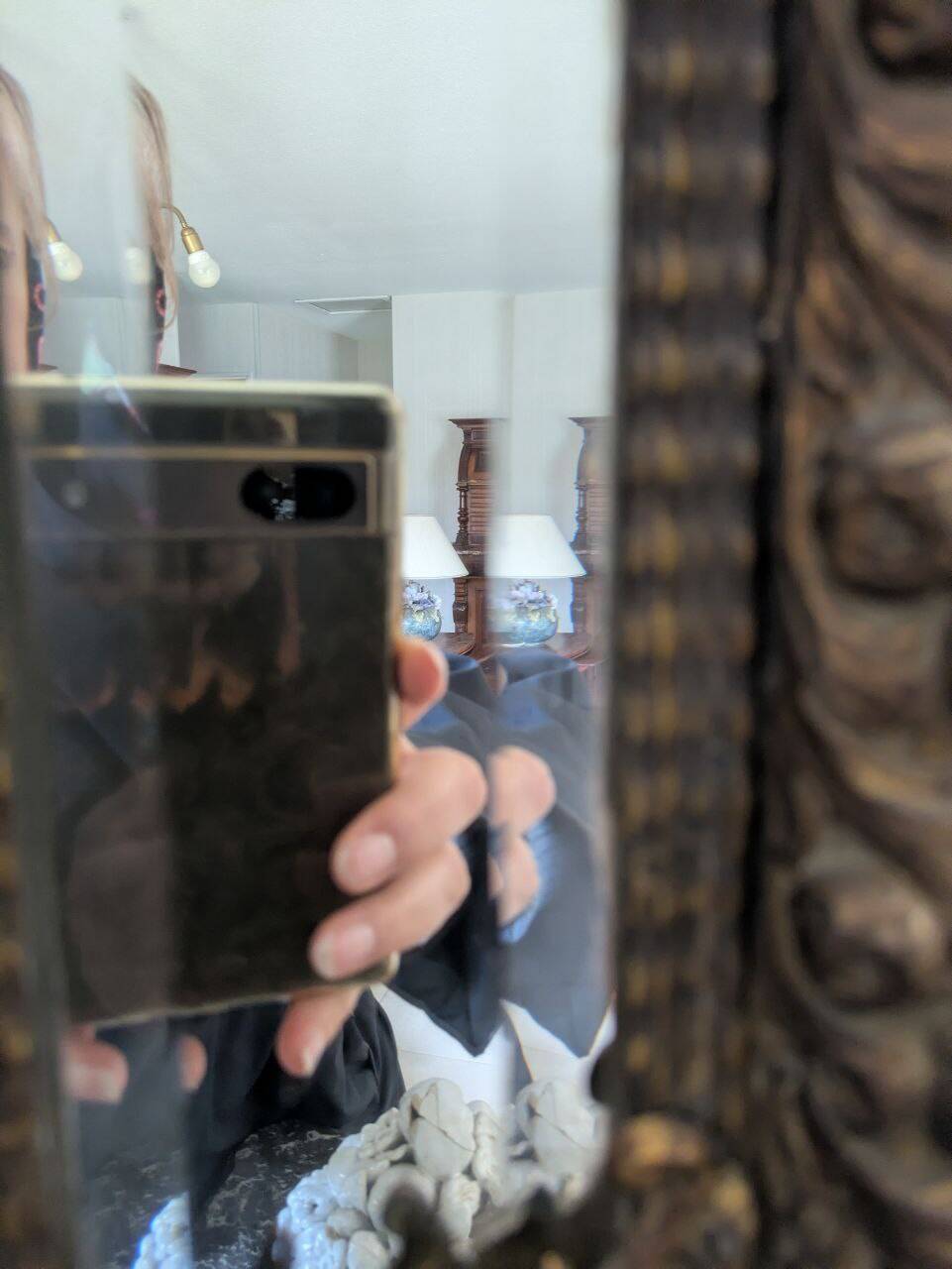 Parclose Mirror, Napoleon III Repoussé Brass