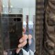 Parclose Mirror, Napoleon III Repoussé Brass