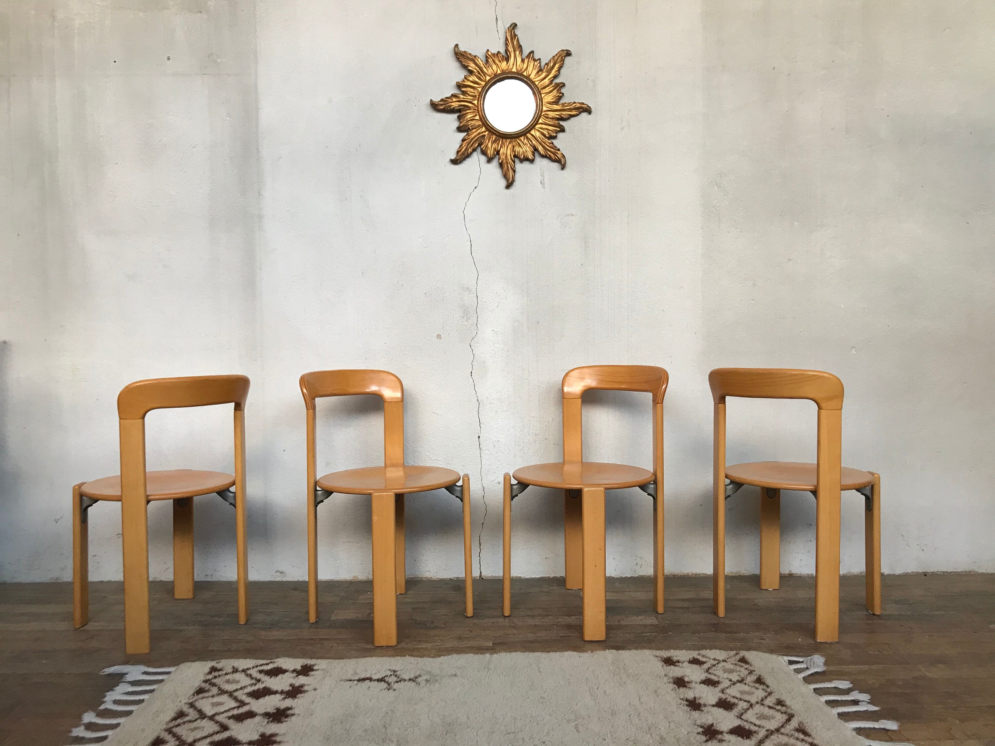 Series of 4 chairs model 3300 designer Bruno Rey design Kusch - co 1970 vintage
