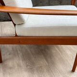 Pair of Scandinavian armchairs "PJ56" with high back by Grete Jalk for Poul Jeppesen