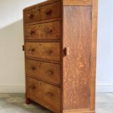 Art deco oak corner unit with drawers