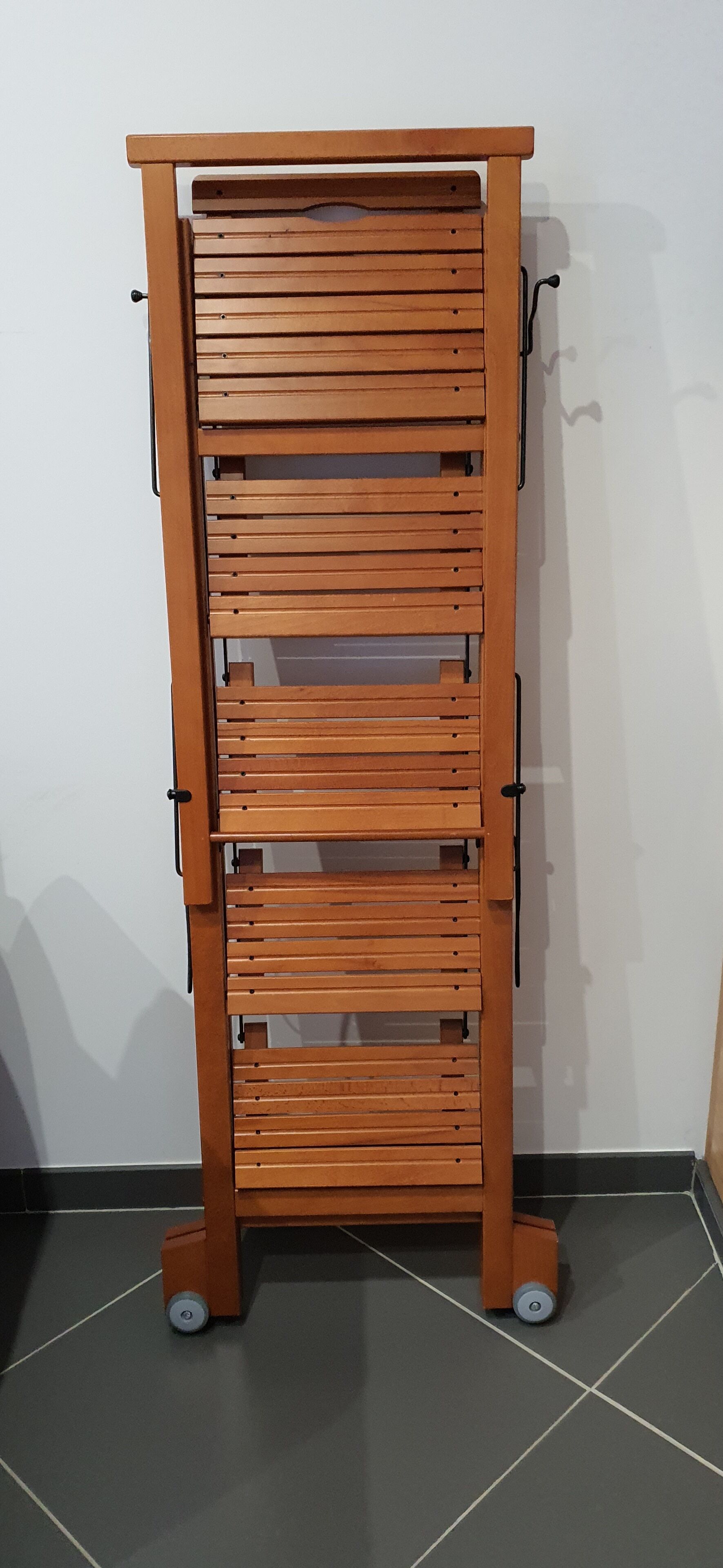 Wooden bookcase ladder