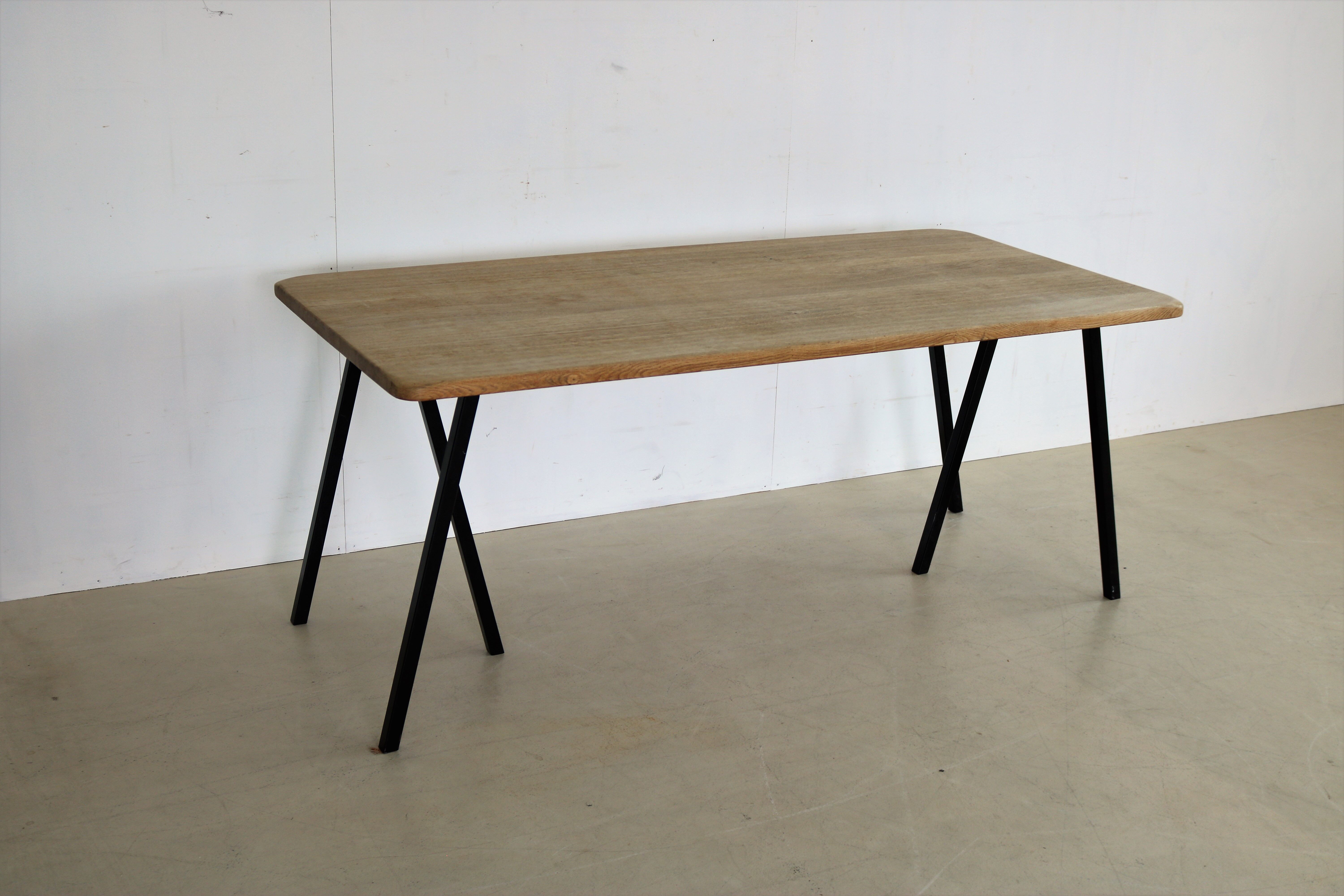 Vintage industrial oak dining table