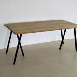 Vintage industrial oak dining table