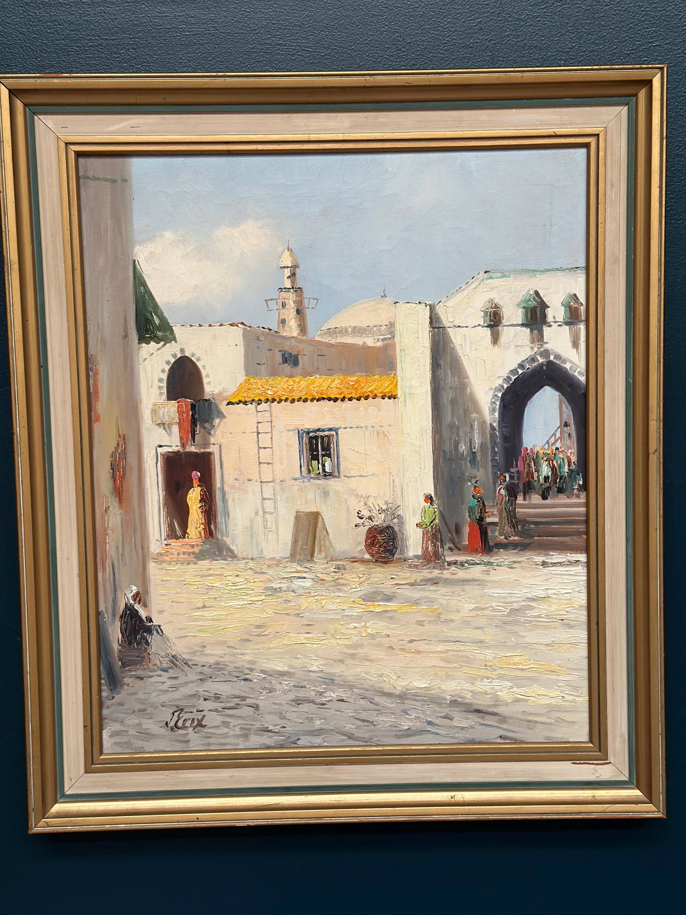 Swedish Oil on Canvas – “Southern Street” by J. Erix
