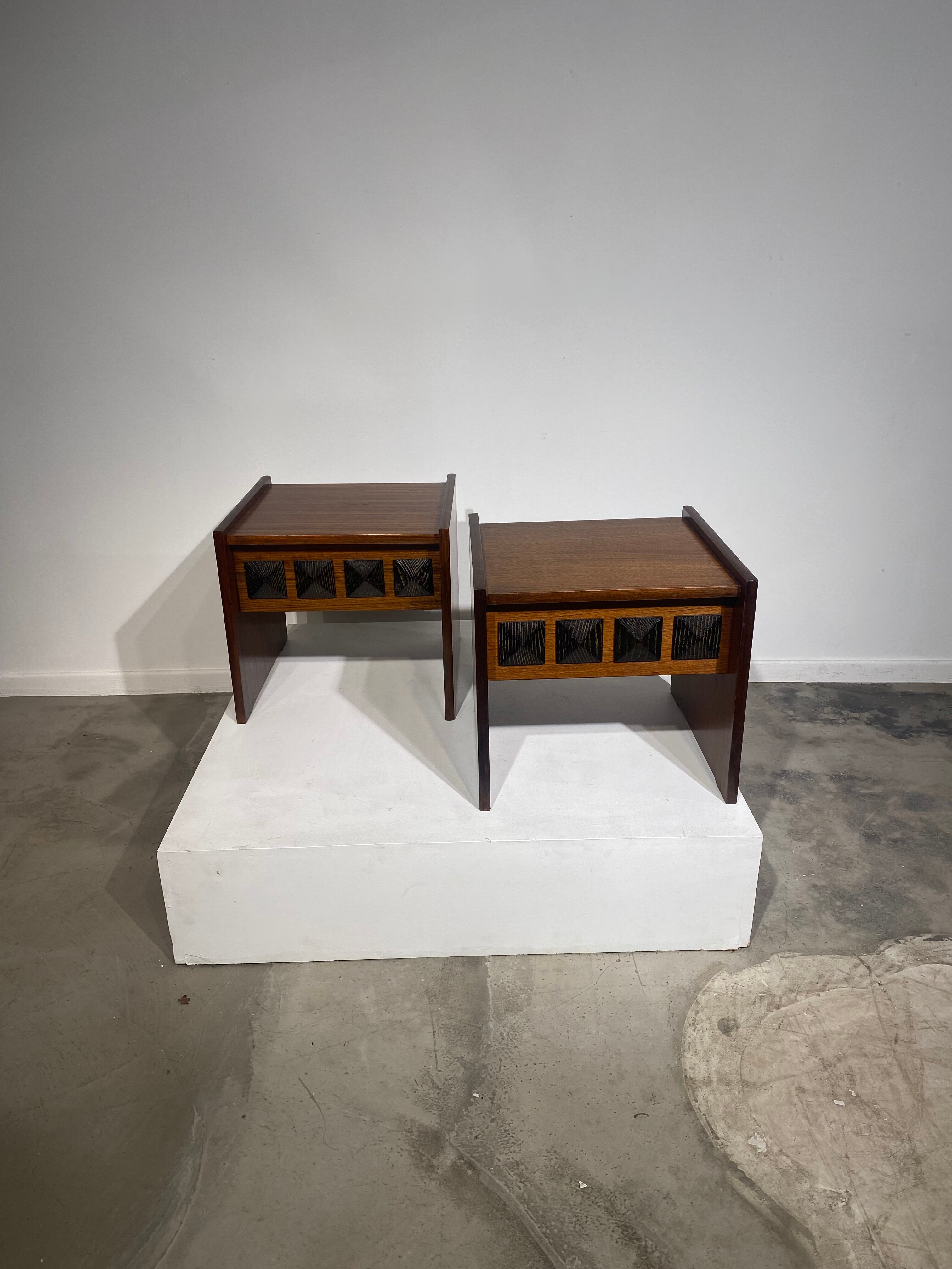 Pair of brutalist bedside tables