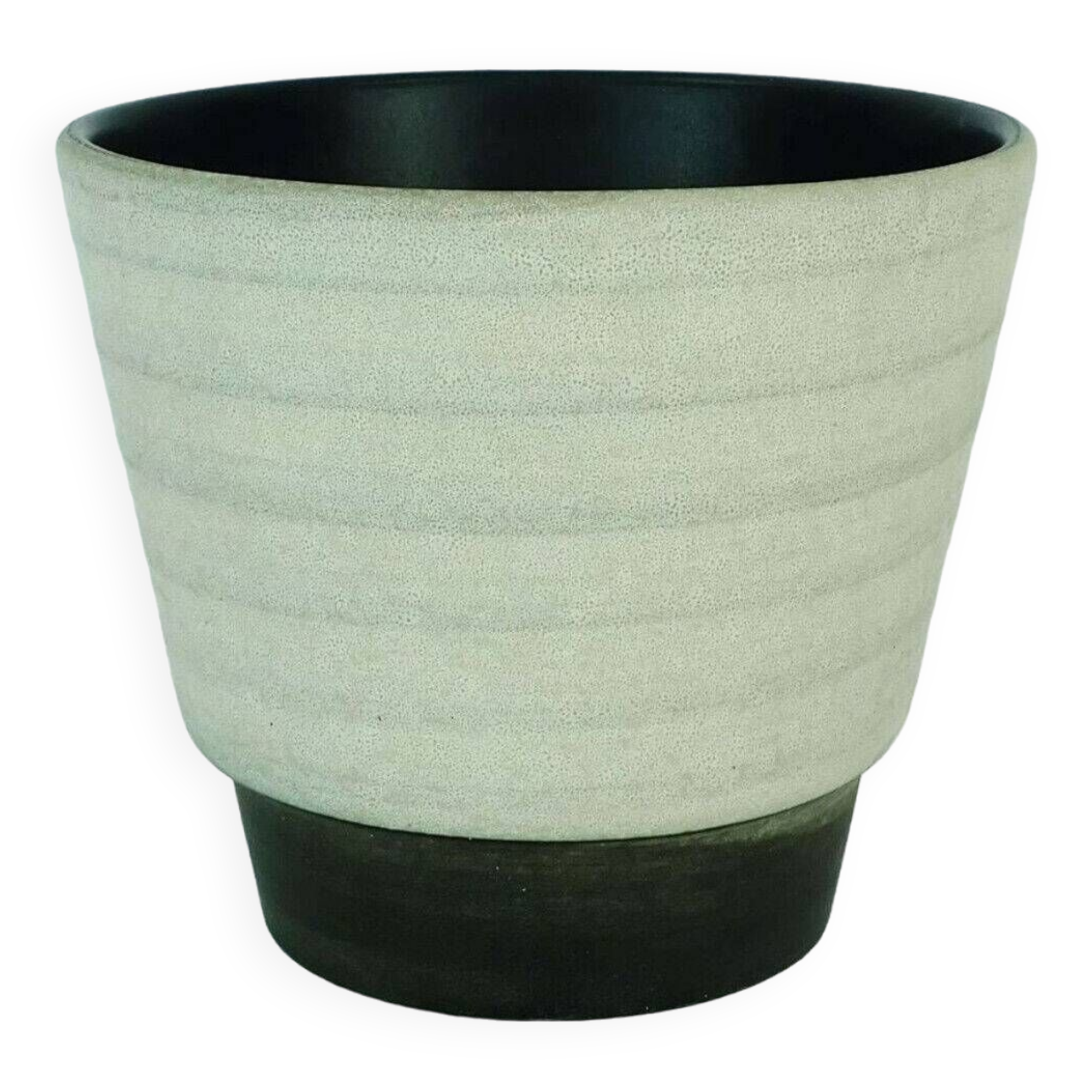 Mid century flowerpot planter u-keramik stripe pattern shades of gray and black 50s 60s