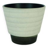 Mid century flowerpot planter u-keramik stripe pattern shades of gray and black 50s 60s