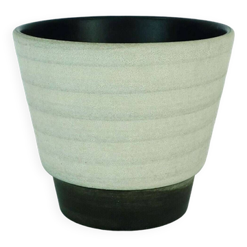Vase à fleurs en céramique U, motif rayé en nuances de gris et noir des années 50-60.