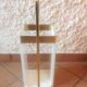 White lacquered wood and brass umbrella stand / vintage 60s-70s