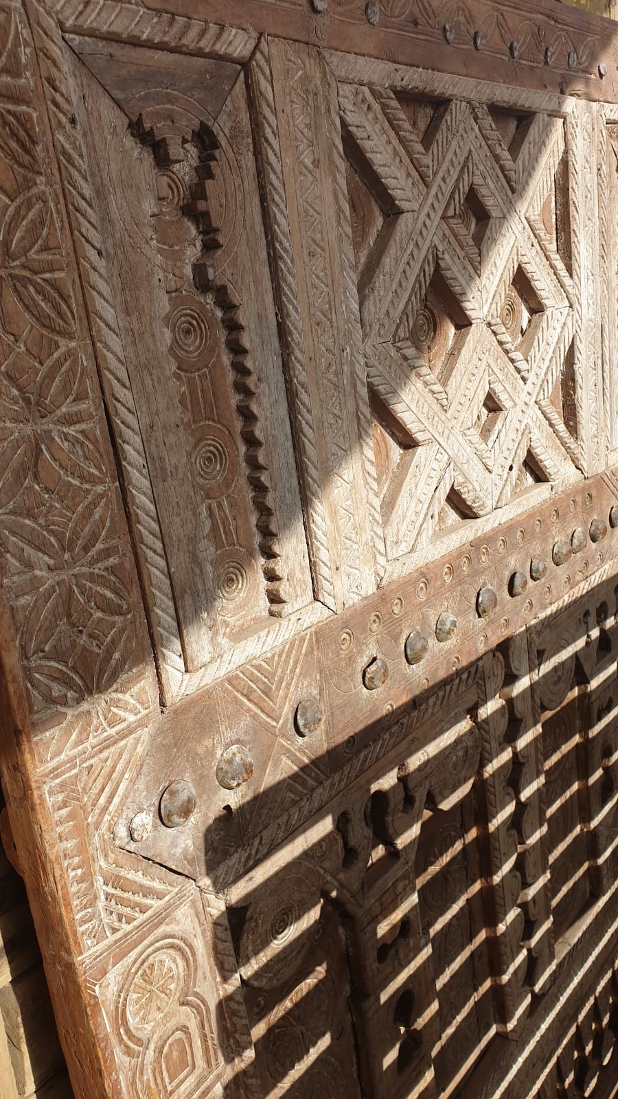 Old Berber door carved from solid wood