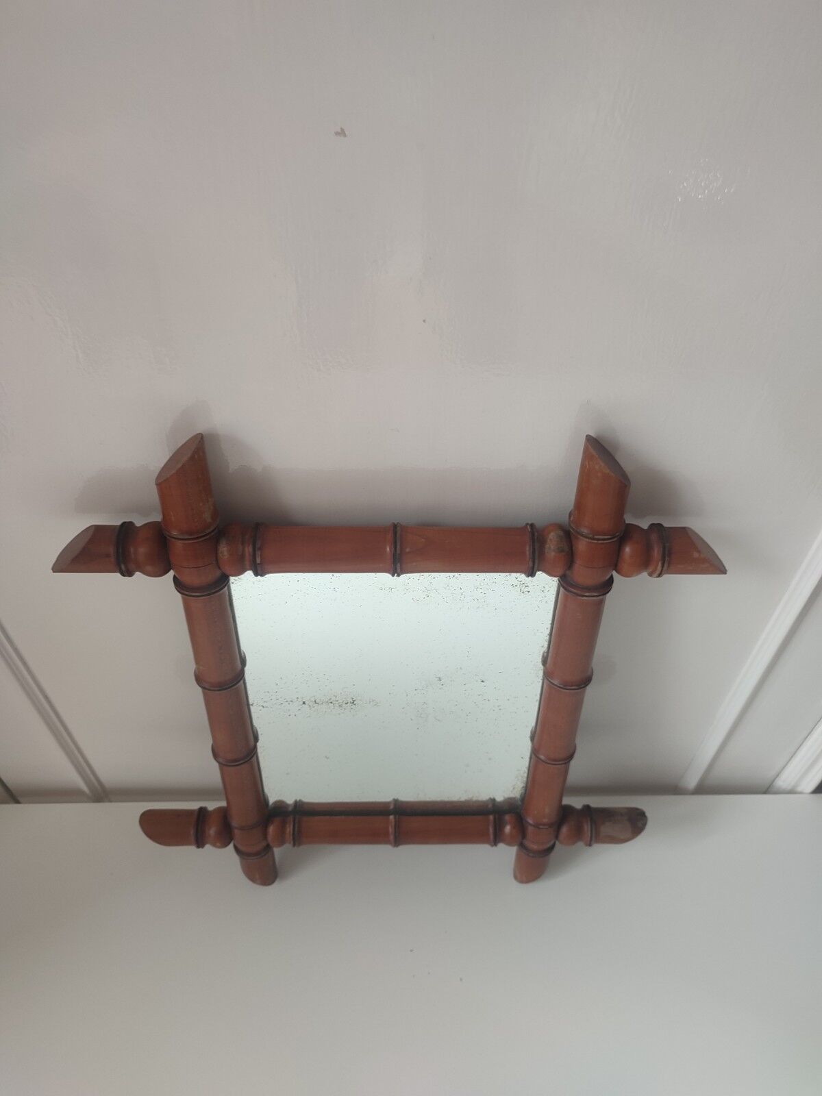 Vintage bamboo wood mirror