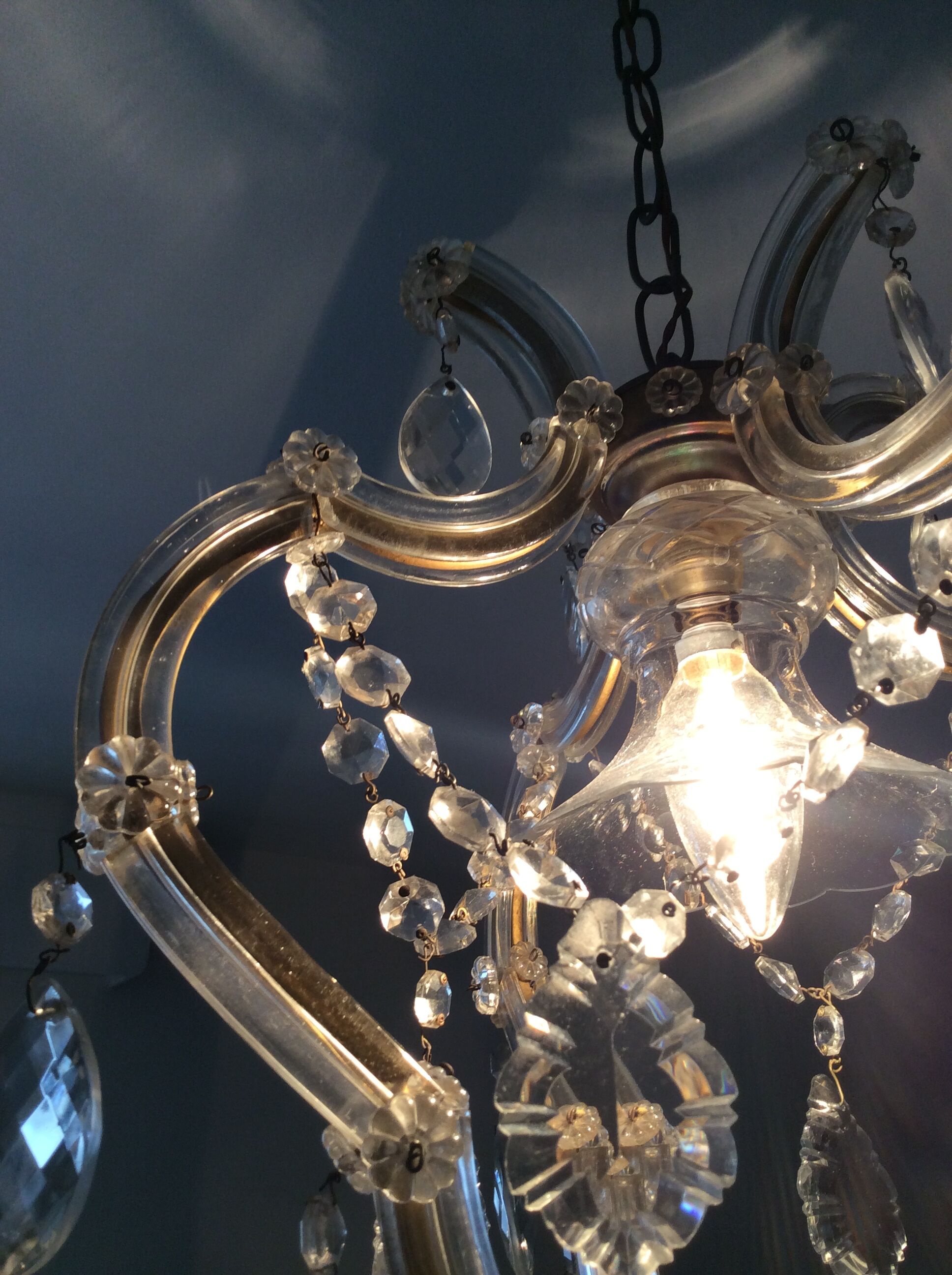 Lustre à cage en cristal