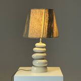 Cracked pebble lamp by François Châtain with its original lampshade, France 1970s