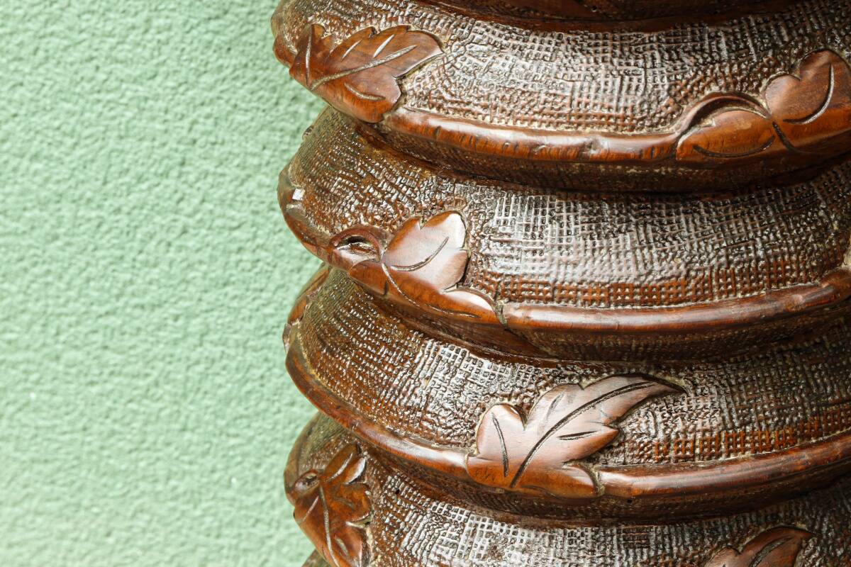 Column, carved walnut press screw, 19th century