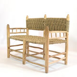 Moroccan bench in wood and rope