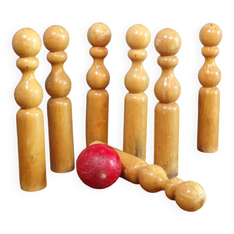 Old wooden bowling game