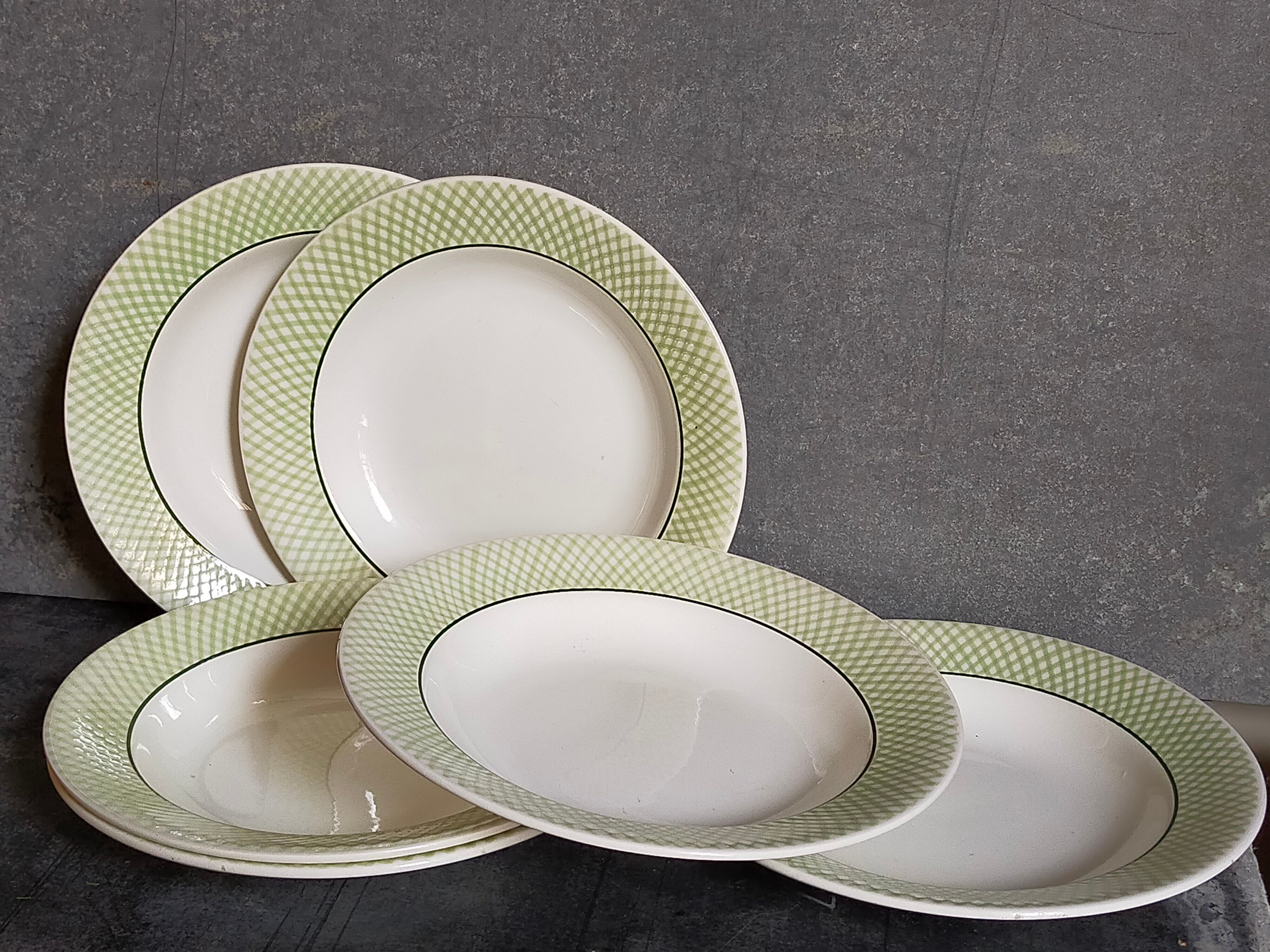 Six assiettes faïence de salins service "iseran" années 50