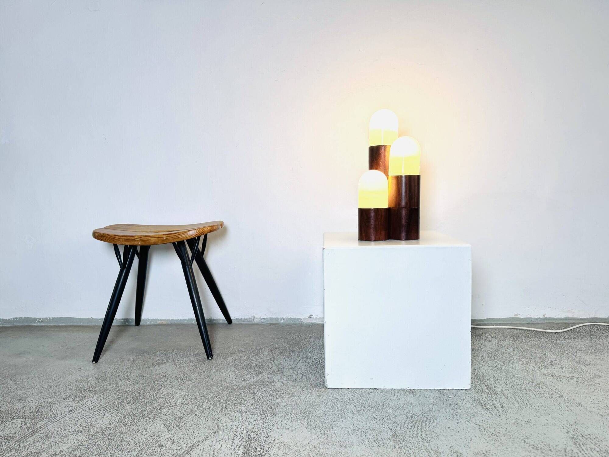 Sculptural Dome Table Lamp In Cylindrical Rosewood, Brasil Circa 1960