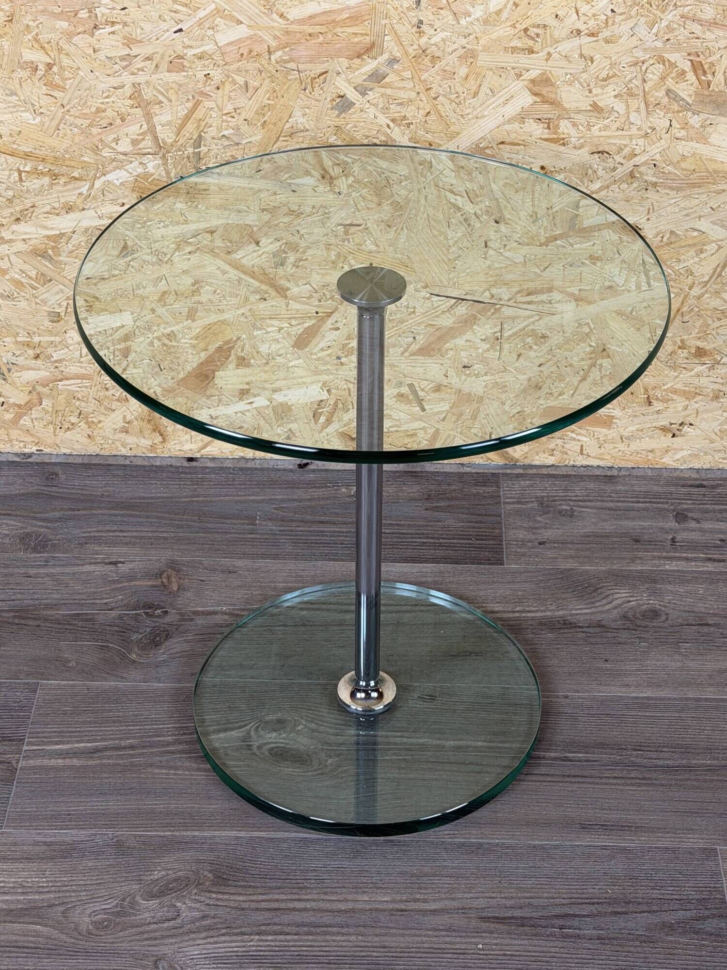 1970s 1980s Coffee Table Side Table in Chrome and Glass Space Age Design