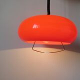 Orange perspex and chrome metal pendant light, space age, 1970