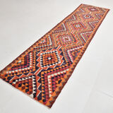 Bold multicolor kilim runner rug,92x395cm