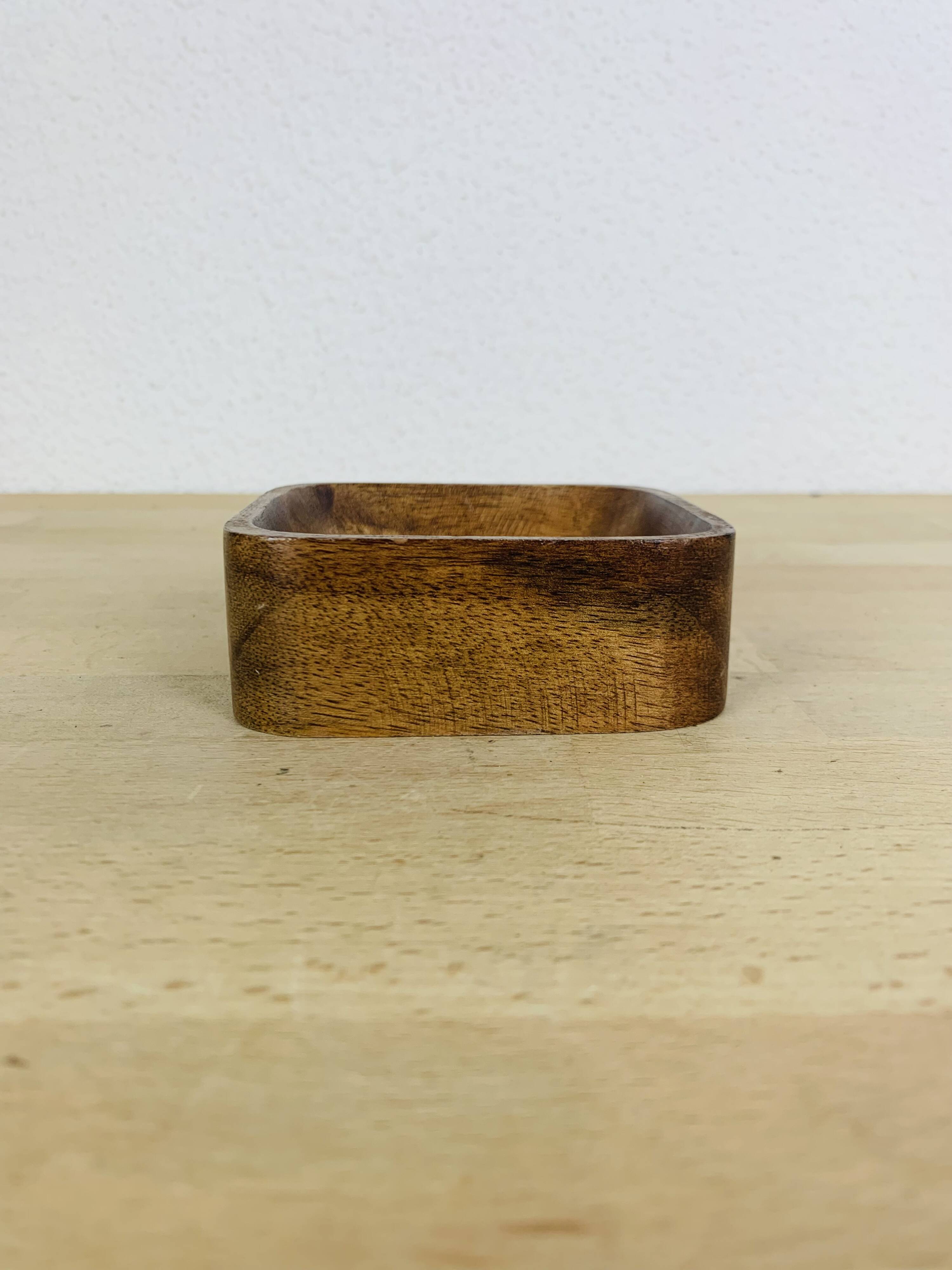 60s teak pocket emptier, square