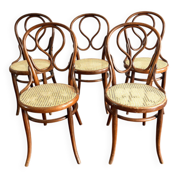 Set of 5 antique Thonet dining chairs model 20, ca. 1890.