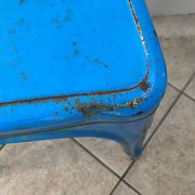 Authentic blue tolix metal chair by Xavier Pauchard vintage industrial 1950