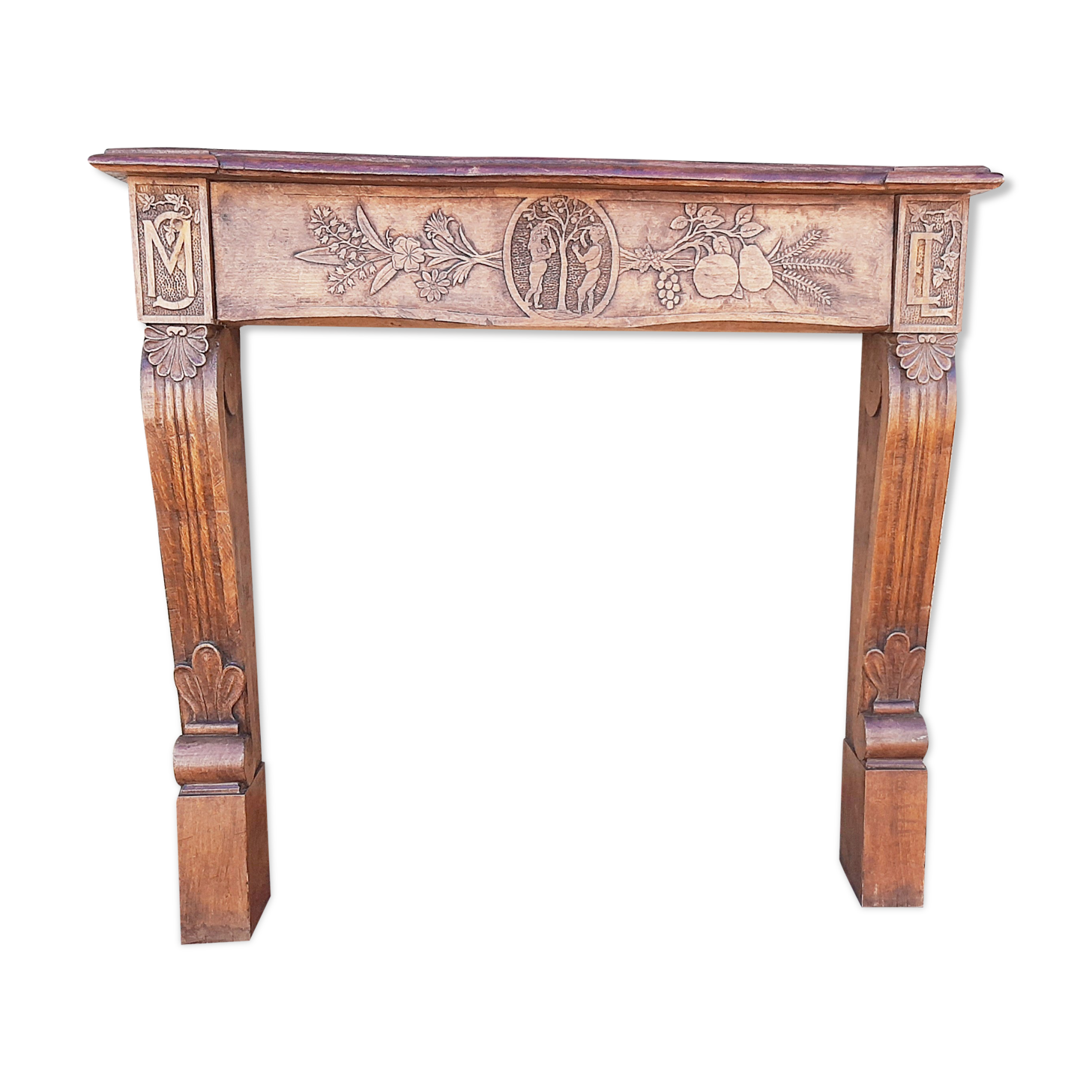 carved wooden fireplace mantle