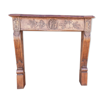 carved wooden fireplace mantle