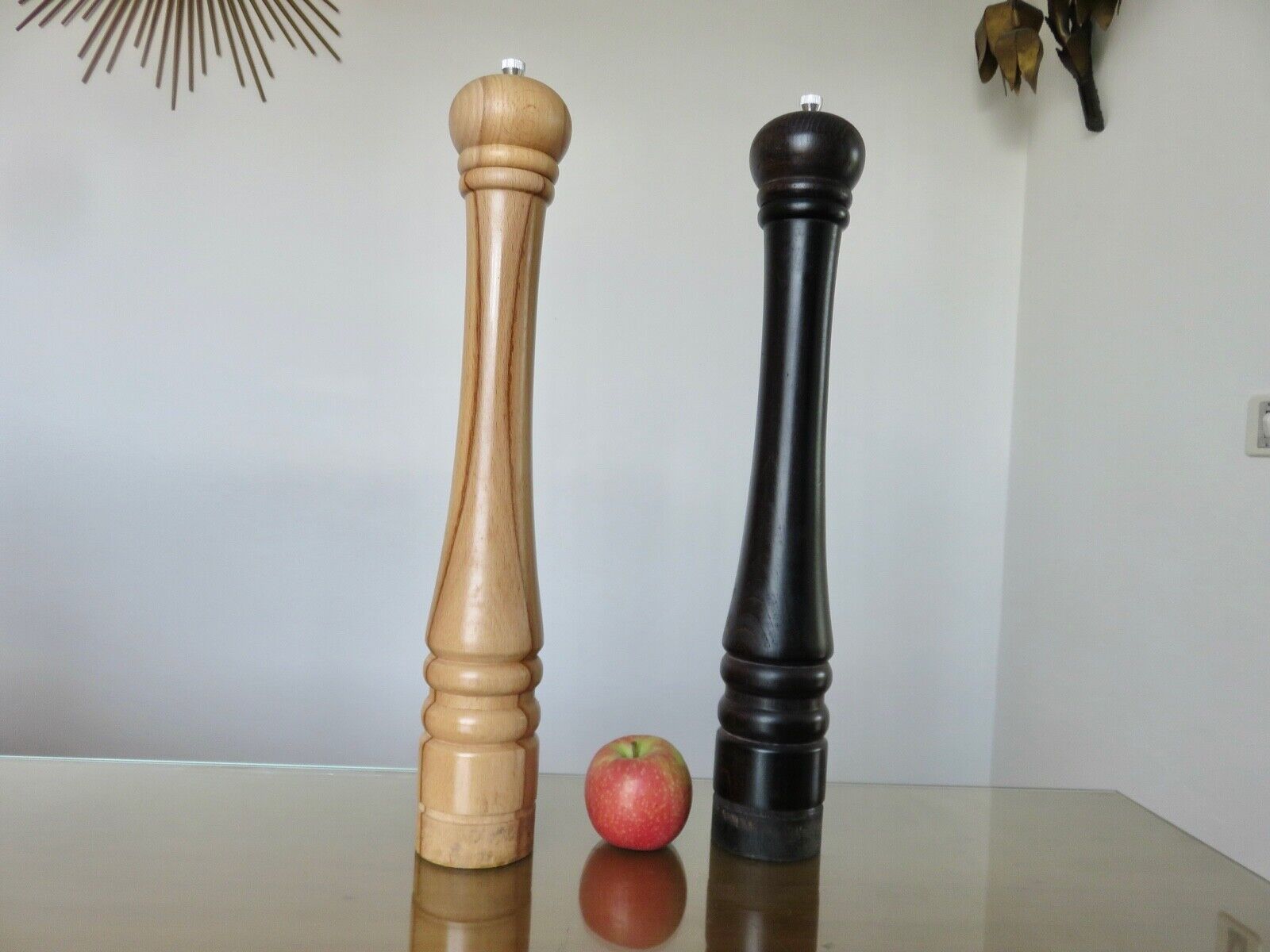Salt and pepper mills " stoha design " germany, xxl, beech, 1980s