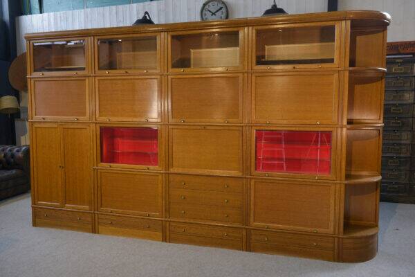 Modular furniture set by Pierre Cruege for Martin Dupuis in light oak, 1960