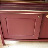 Crédence ou bibliothèque à deux sections recouverte de similicuir couleur Bordeaux