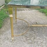 Table basse en laiton et marbre vert vers 1960- mid century