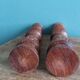 Bohemian candle holders made of turned and carved wood.