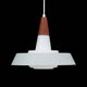 Rare Ernst Voss pendant lamp / glass / teak / aluminium / mid-century Danish modern design / 1960s