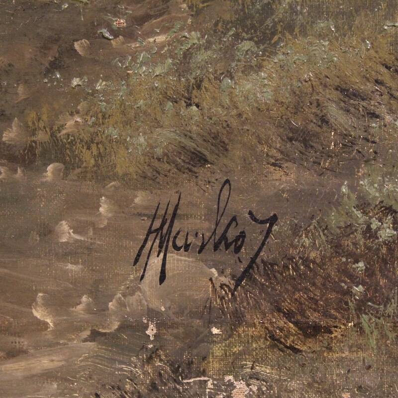 Italian painting signed Marko forest landscape from 19th century