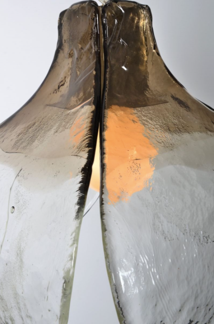 Aluminium and Murano glass tulip ceiling lamp