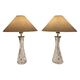 Elegant pair of table lamps The Modern Scandinavian Modern with Orrefors glass and brass.