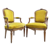 PAIRE DE FAUTEUILS EN CABRIOLET D’ÉPOQUE TRANSITION XVIII EME SIÈCLE