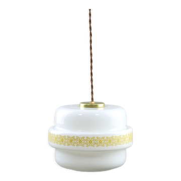 Mid-century Glass & Brass Pendant Lamp