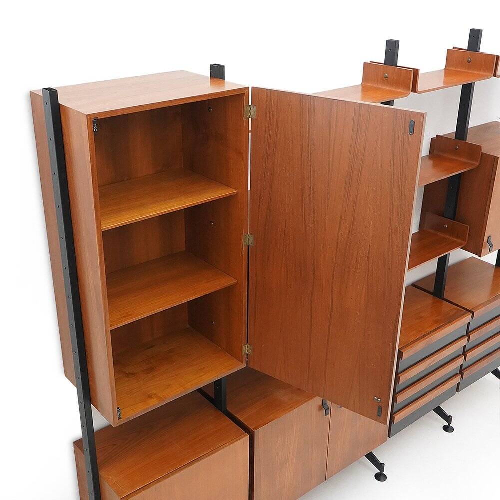 Teak bookshelf with four compartments, 1960s