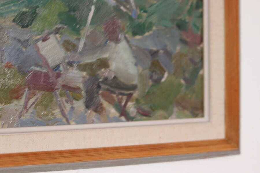 Original Swedish oil on panel – “Seated Figure” by Gösta Stawåsen – vintage & framed – 38 × 29 cm (15.0" × 11.4")