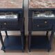 Pair of old bedside tables with marble top