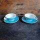 French Art Deco tea set for two – Turquoise blue